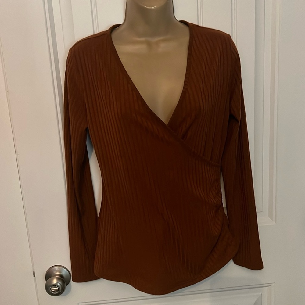 Women’s long sleeve cross front blouse